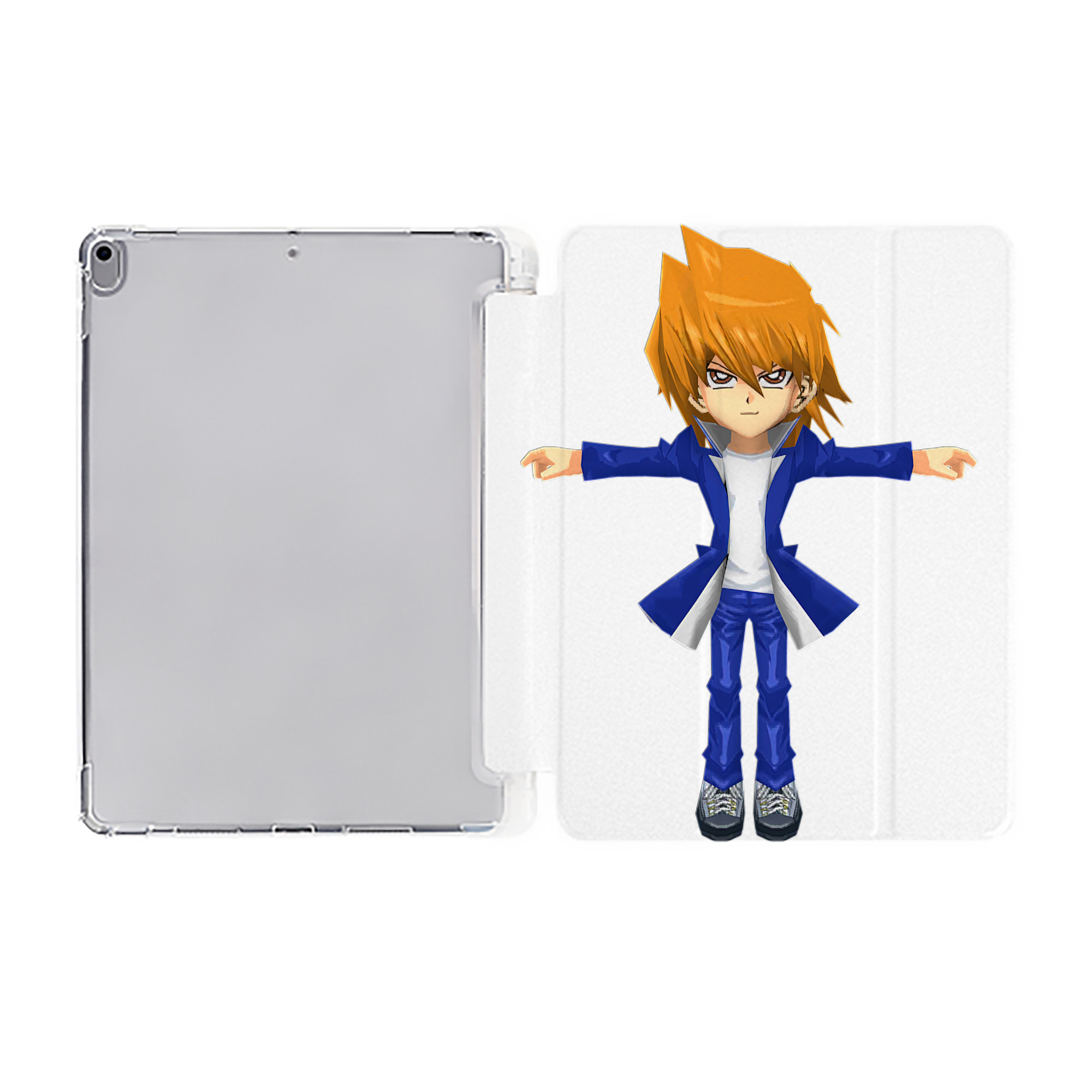 （画像用） 遊☆戯☆王 Yu-Gi-Oh! IPad ケース ペン収納付き 三つ折りスタンド PUレザー×シリコン 対応機種9.5/10.5/10.9インチ